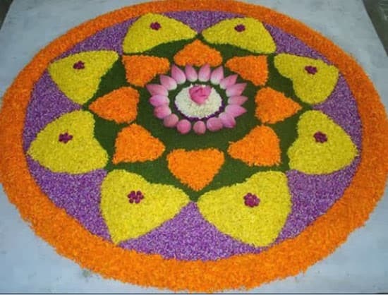 Rangoli Design with Flower Pattern at the Centre